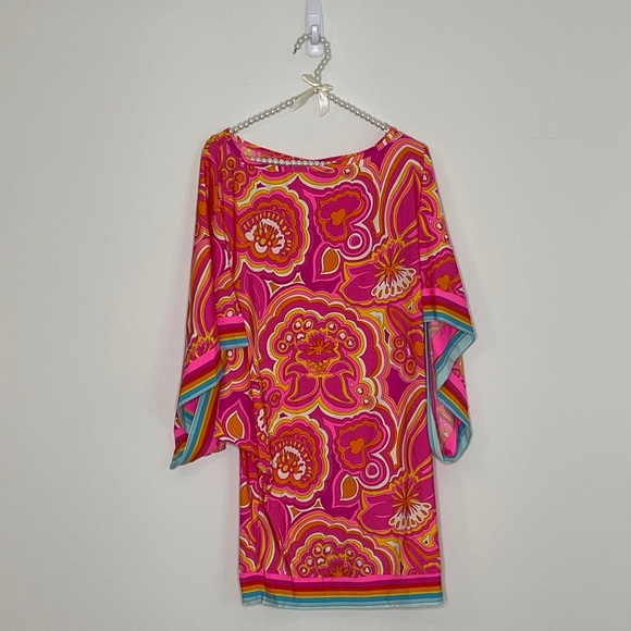 Trina Turk Pink and Orange Paisley Swim Coverup - Picture 7 of 8